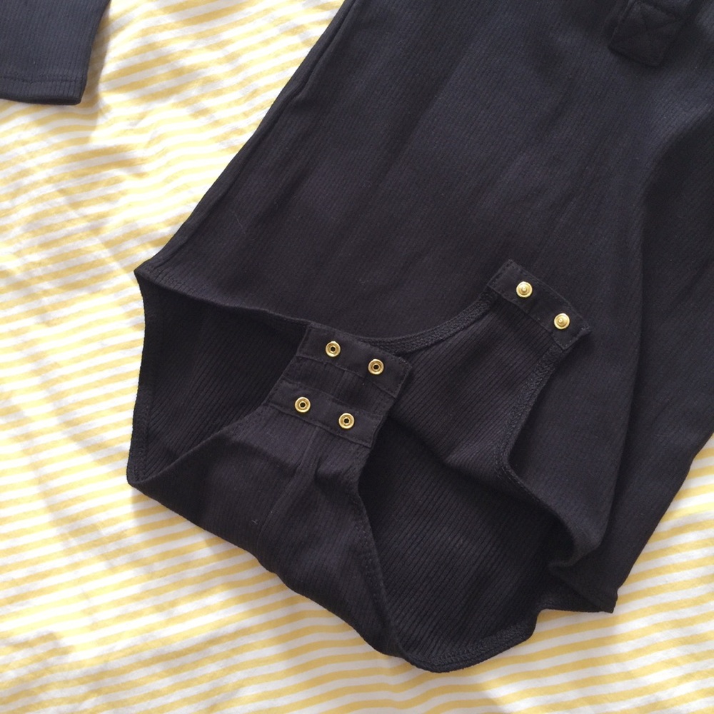 Last One! NWT J.Crew Henley black basic bodysuit - Picture 5 of 6